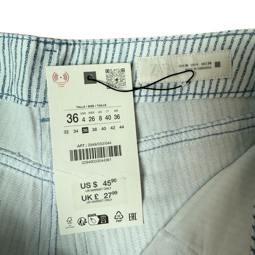 Zara Light Blue Striped Pants - Picture 6 of 8